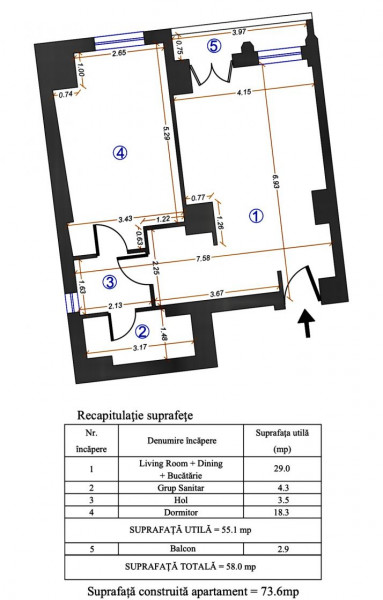 Inchiriere apartament 2 camere Calea Victoriei - H139